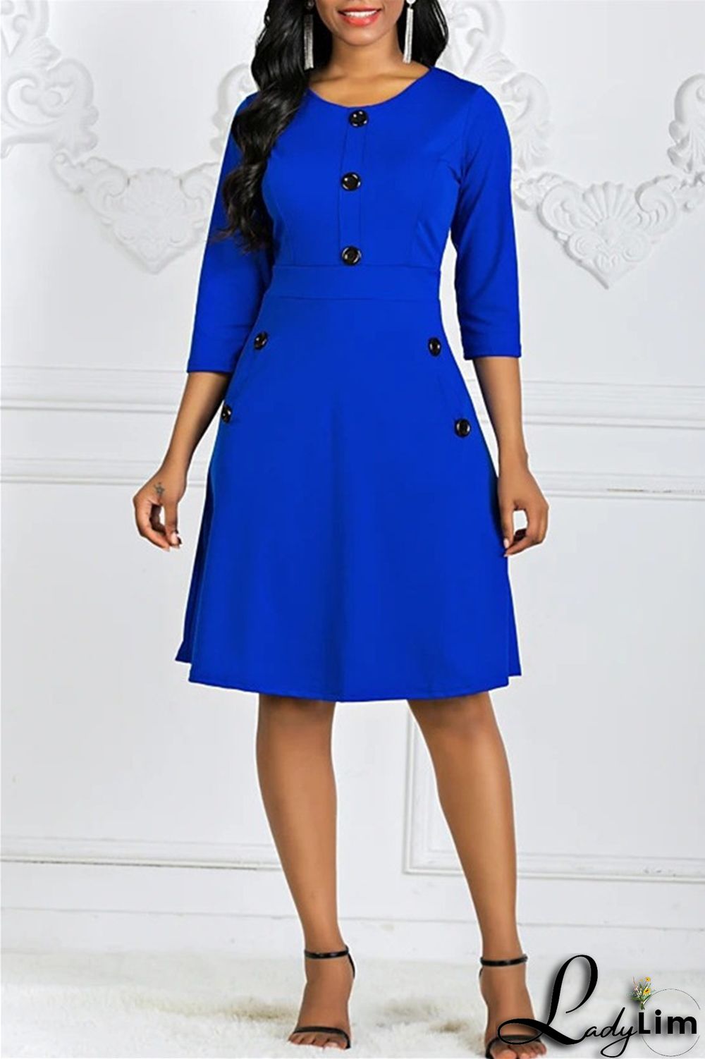 Purple Fashion Casual Solid Patchwork O Neck A Line Dresses