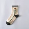 Y2K Fashion Geometric Flower Medium Height Women Socks 10 Pairs