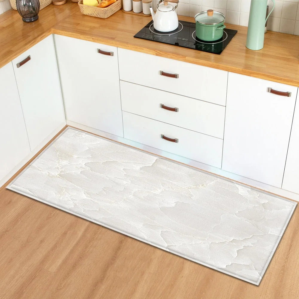 Kitchen Mat Home Entrance Doormat Living Room Bedroom Floor Decoration Long Carpet Marble Pattern Hallway Bathroom Anti-Slip Rug