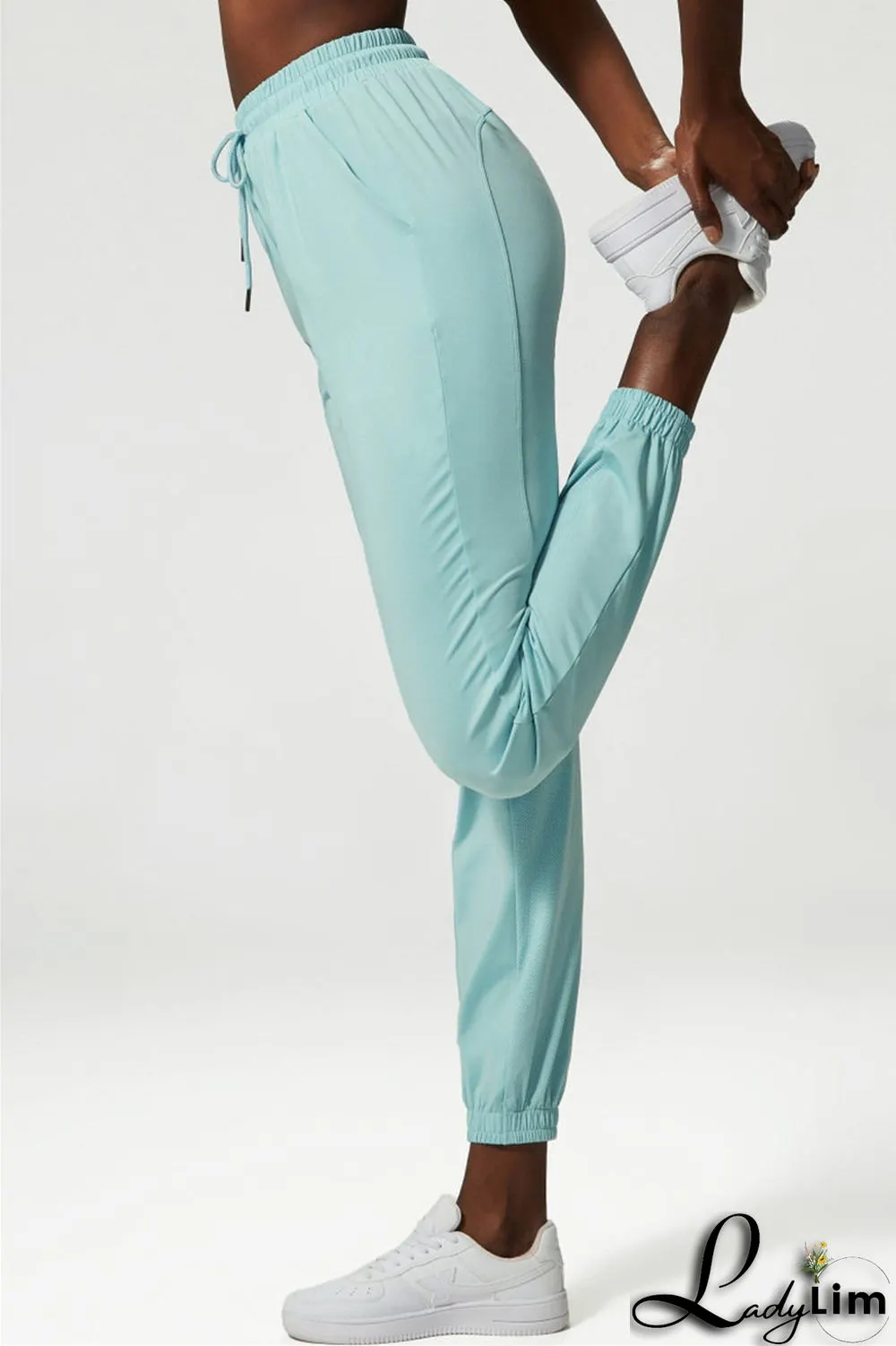 Apricot Casual Sportswear Solid Patchwork Regular High Waist Trousers