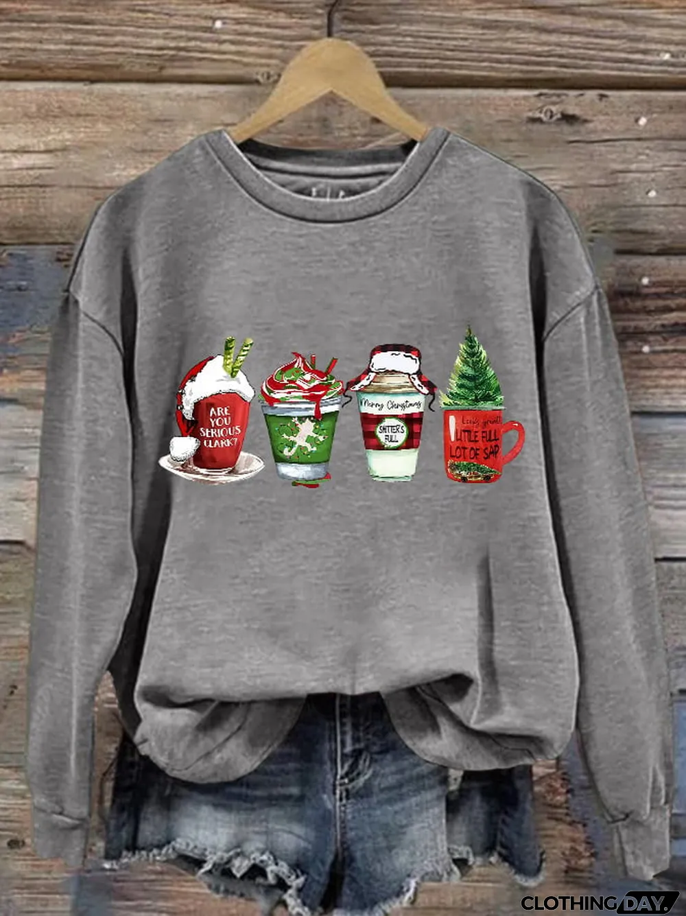 Women's Family Christmas Vacation Coffee Print Long Sleeve Sweatshirt