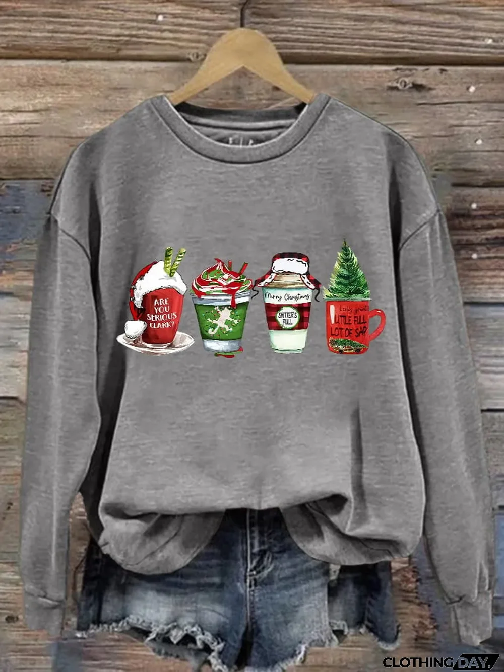 Women's Family Christmas Vacation Coffee Print Long Sleeve Sweatshirt
