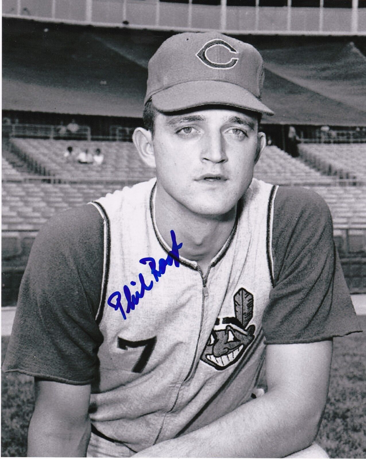 PHIL ROOF CLEVELAND INDIANS ACTION SIGNED 8x10