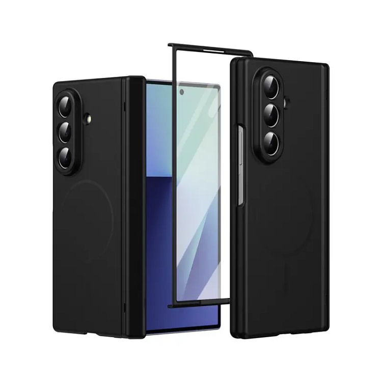 Satin-Finish Magnetic Hinge Screen-Covering Case Cover for Samsung Fold Series