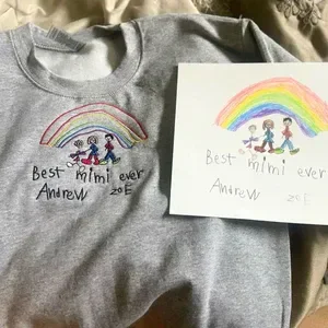 TOSCUSTOM™ Custom Children's Drawing Art Work Embroidered Sweatshirts for Mama
