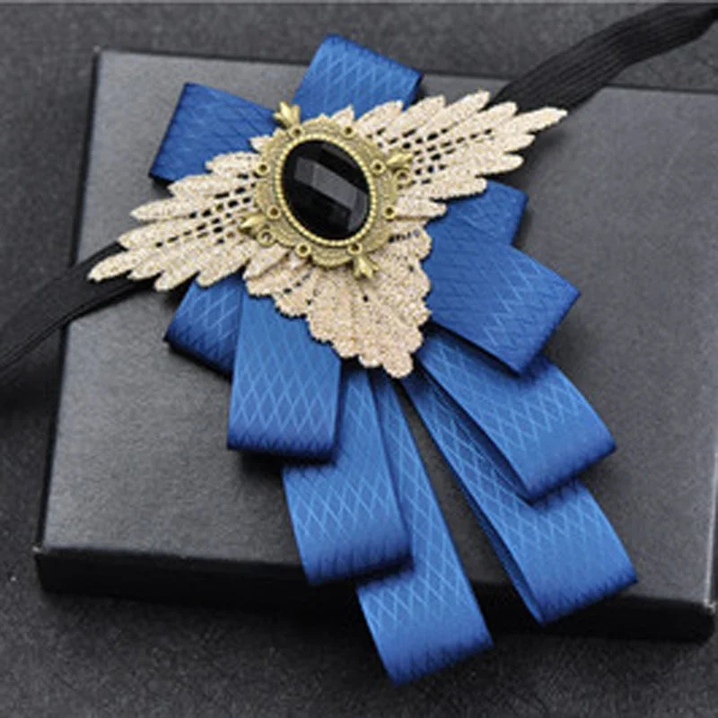 Fashion New Casual Multilayer Bowtie Diamond Brooch Rhinestone Red Bow Tie Brooch Set Wedding Groom Groomsmen Pocket Square Men