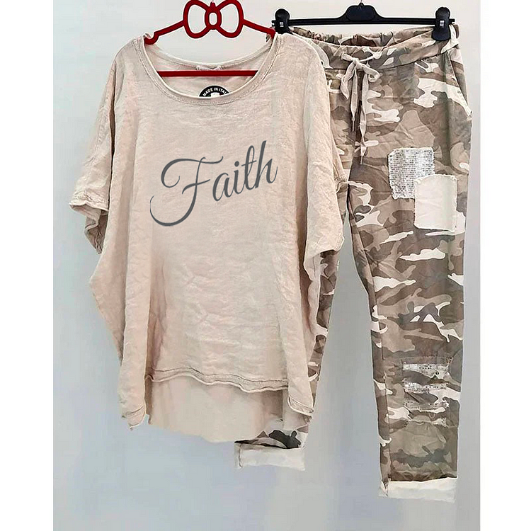 Faith Casual Cotton Linen Camouflage Suit socialshop