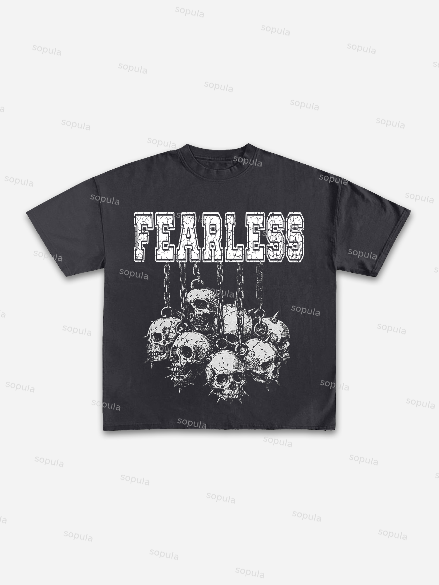 Fearless Skull Print Cotton T-shirt - Sopula｜Premium Graphic Tees & Graphic Clothing