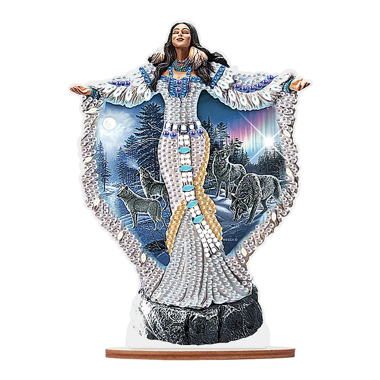 Wooden Native American Colorful Table Top Diamond Painting Ornament Kits Decor
