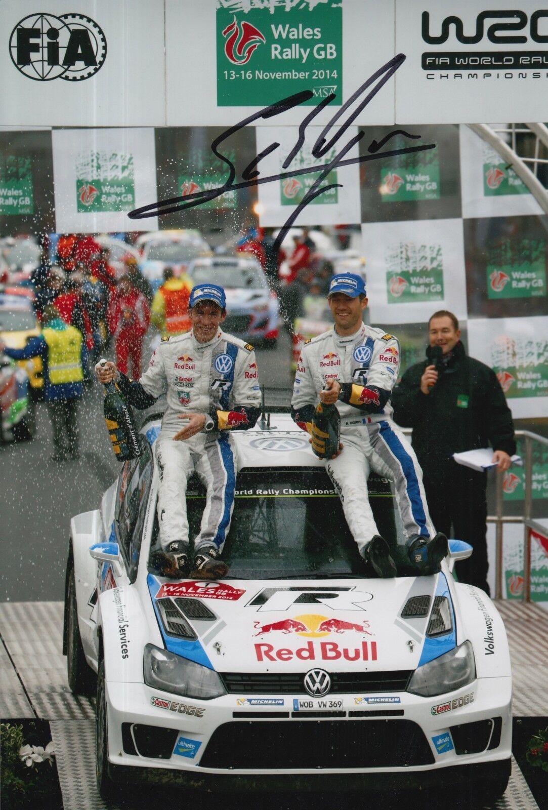 Sebastien Ogier Hand Signed Volkswagen 12x8 Photo Poster painting Rally 2.