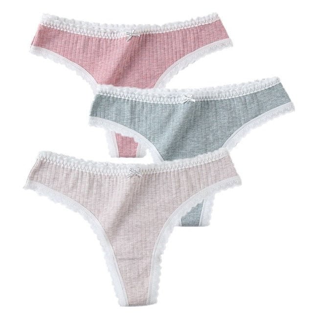 G-String Panties Cotton Women's Underwear Sexy Panties Soft Female Underpants Thong Solid Color Lace Panty Lingerie M-XL Comfort