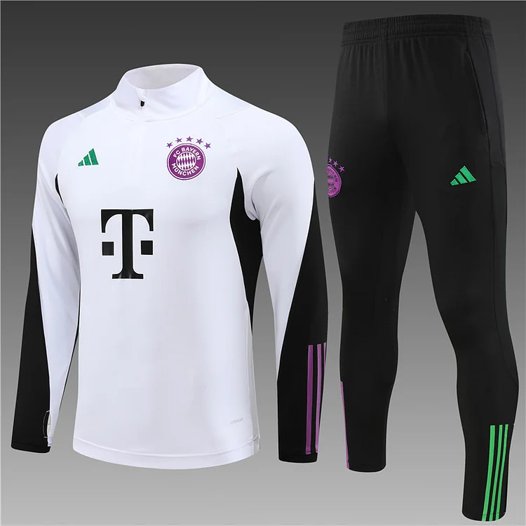 2023-24 Bayern Munich white half-zip training jersey
