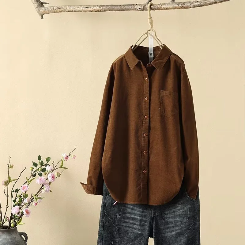 Athvotar Athvotar Women's Lint-Tuff Long-Sleeved Shirt Women's Cotton Comfortable Solid Shirt Women's Clothing In Autumn 2025