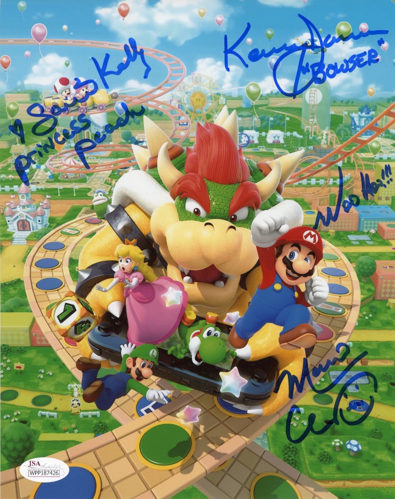 CHARLES MARTINET~SAMANTHA KELLY+1 Signed MARIO party 10 8x10 Photo Poster painting JSA COA