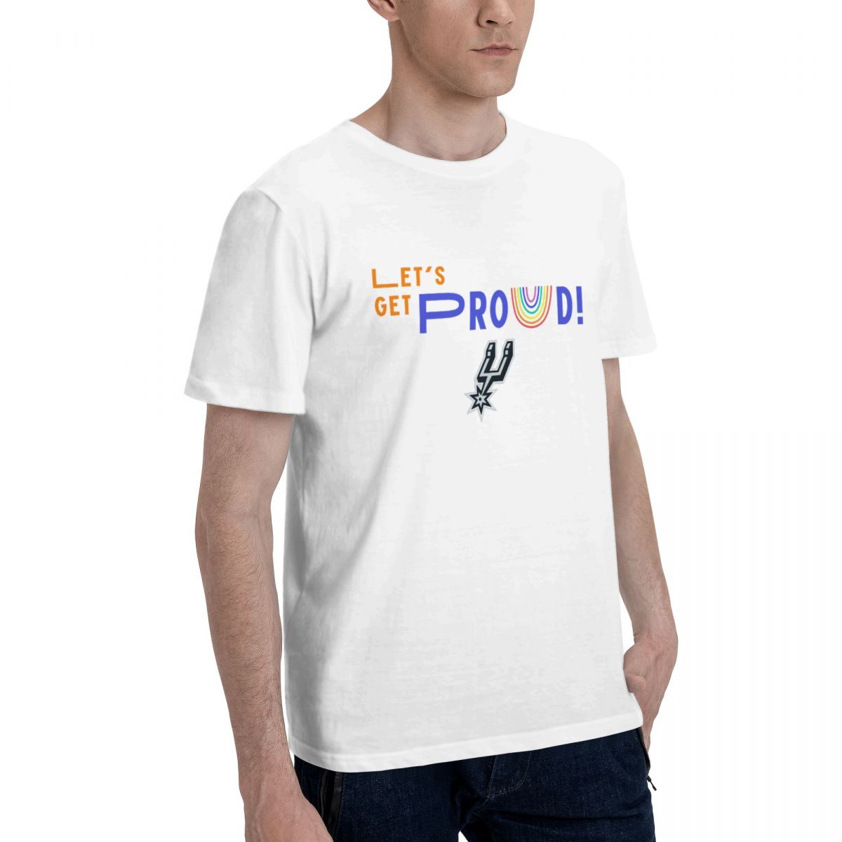 San Antonio Spurs Let's Get Proud Men's Cotton Crewneck T-Shirt
