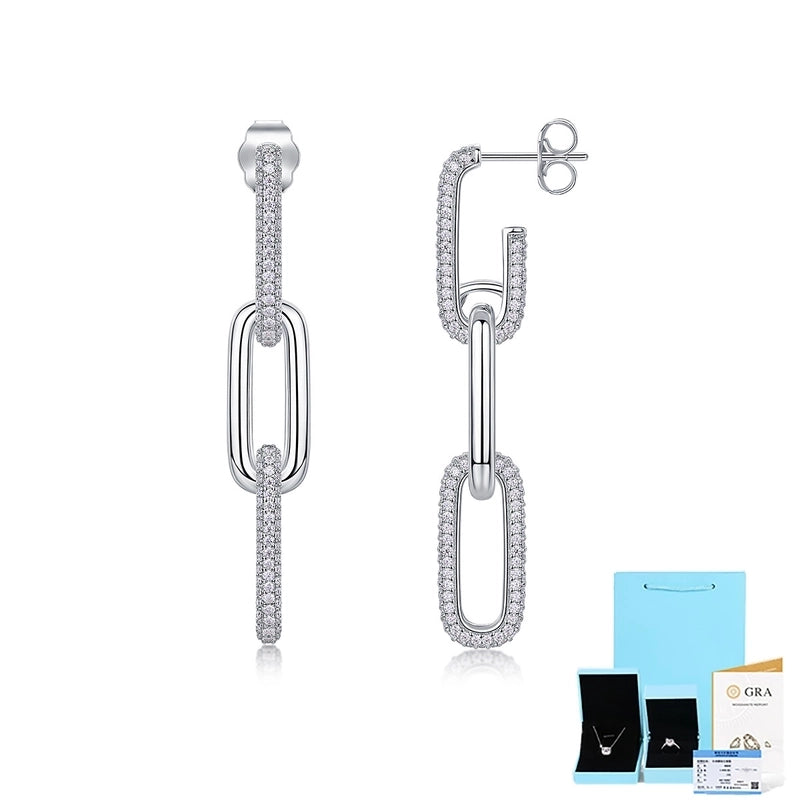 1 Pair 925 Sterling Silver Moissanite GRA Certificate Geometric Earrings