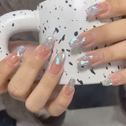 Buyerint 24pcs Wearable Pink Press on Nails – Butterfly Lovely Girl False Nails Tips with Jelly Gel Design  