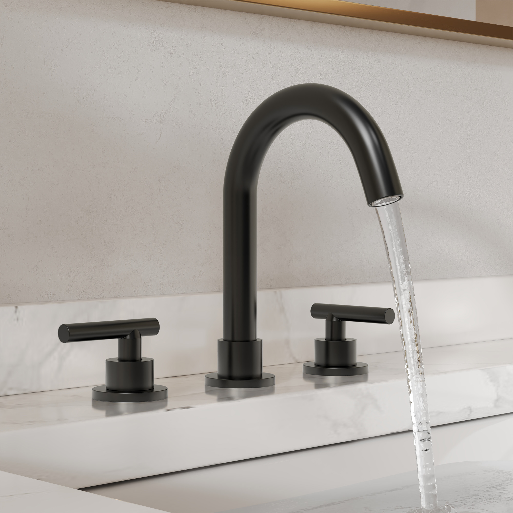 Mid Arc 8 in. Widespread Double Handle Bathroom Faucet 1.2 GPM in Matte Black Drain Not Included