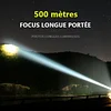 Lampe de Poche 12000 Lumens Rechargeable Laser Étanche pour Randonnée en Plein Air