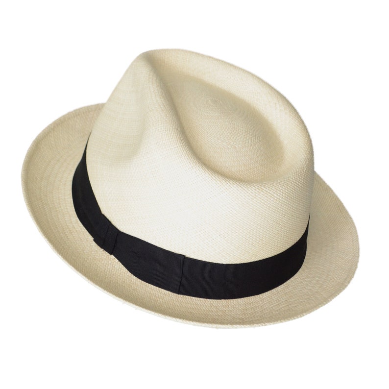 Teardrop Classic Fedora - Short Brim - Brisa Weave - Natural Straw Color - Black Band - Handwoven in Ecuador - GPH - HatBox Included-FREE SHIPPING