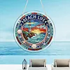 Diamond Painting Single-Sided Acrylic Beach Life Pendant for Home Wall Door and Window Decoration