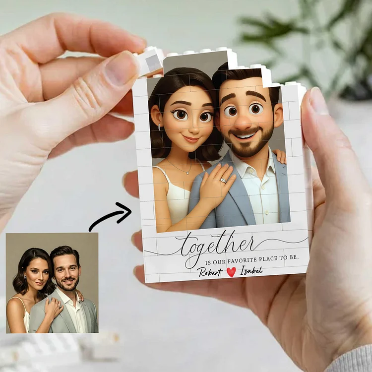 Personalized Cartoon Portrait Puzzle Blocks Gift For Valentine's Day