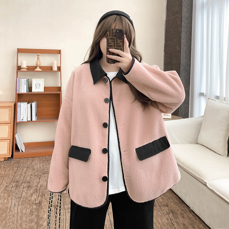 Limited Edition Lambswool Stylish Lapel Coat – Warm & Cozy for Plus-Size