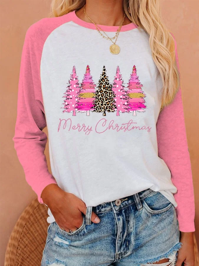 Women's Merry Christmas Print Casual Long-Sleeve T-Shirt-mysite