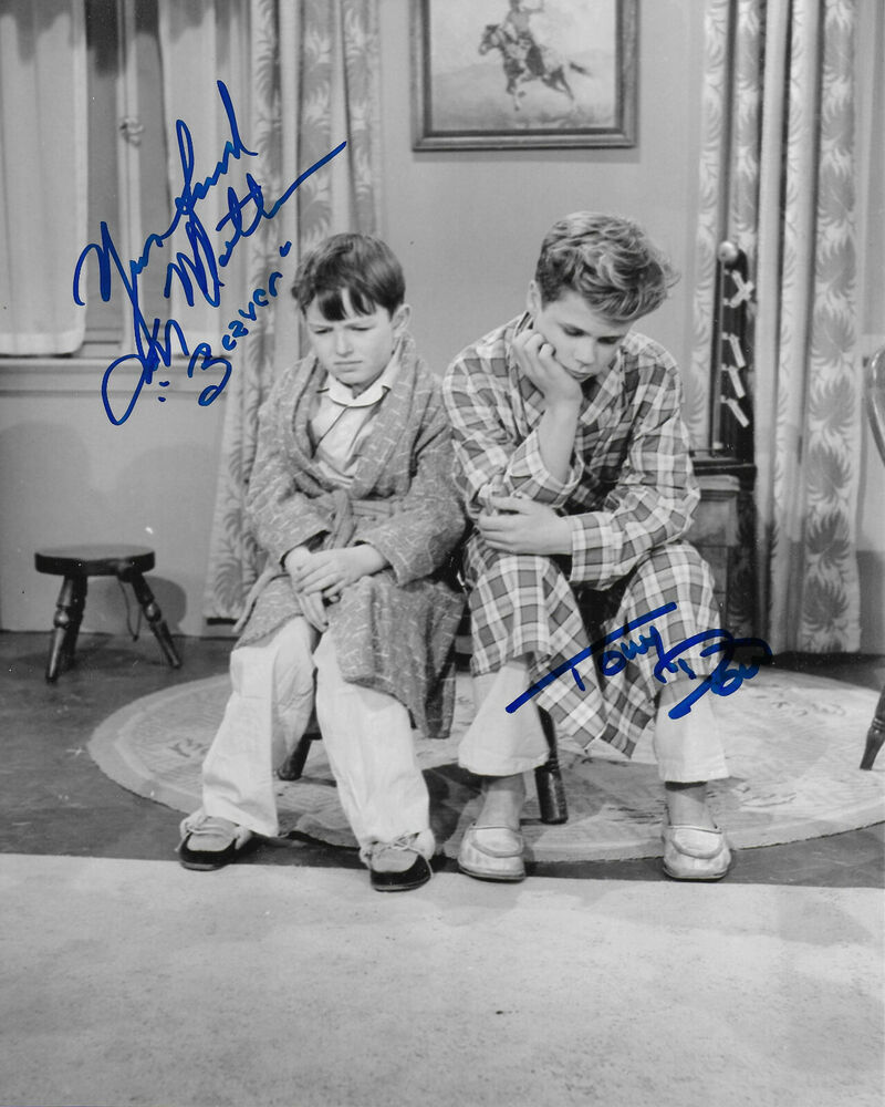 Jerry Mathers & Tony Dow Leave it to Beaver Original Autographed 8X10 Photo Poster painting 14