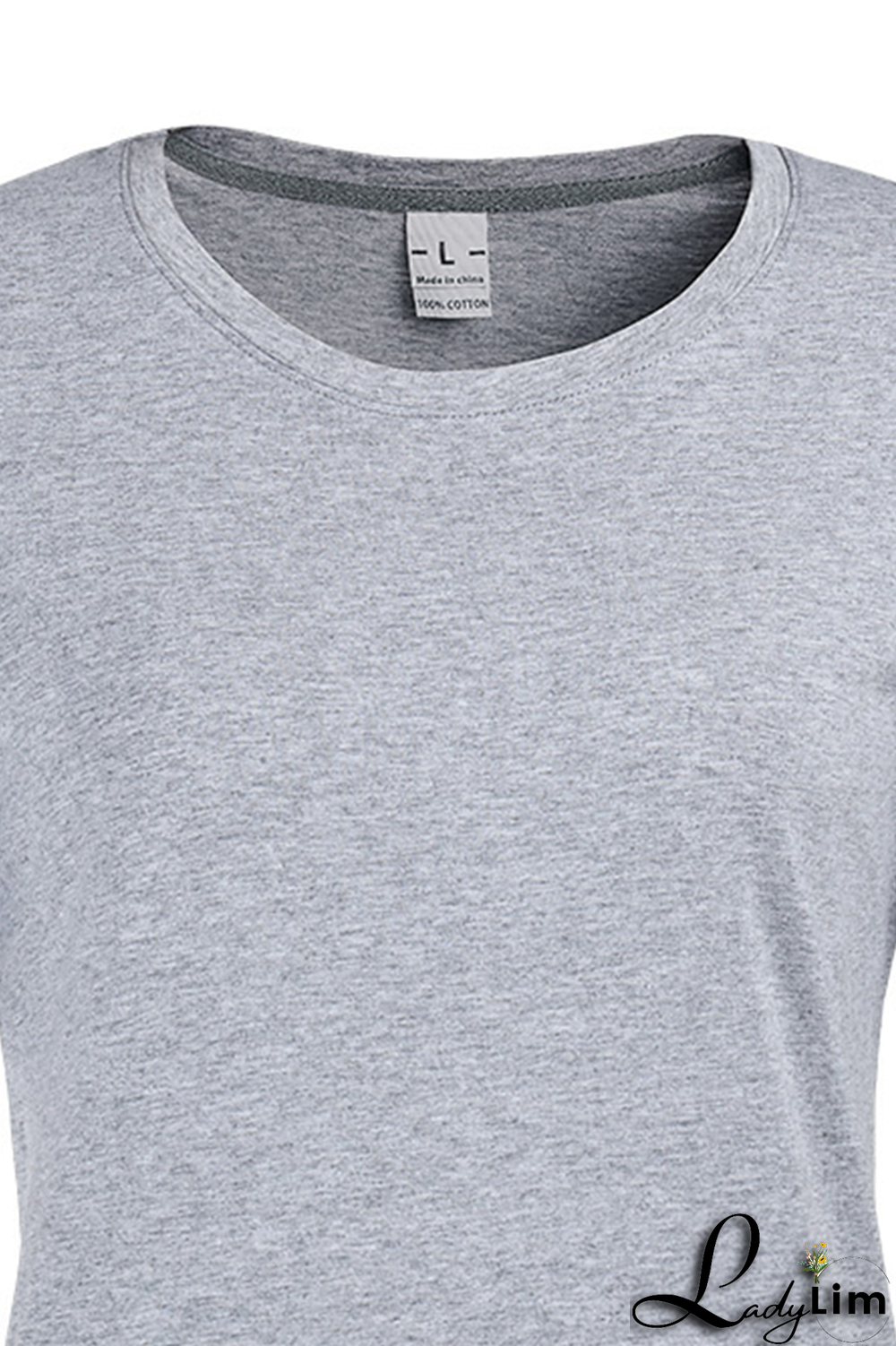 Grey Fashion Street Lips Printed Split Joint O Neck T-Shirts