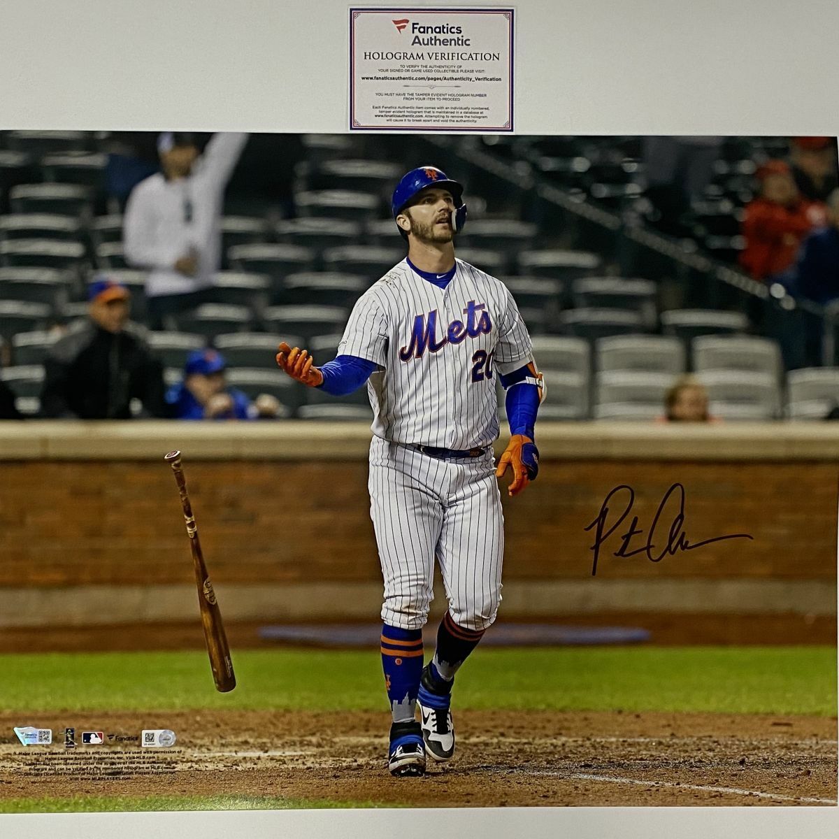 Autographed/Signed PETE ALONSO New York Mets 16x20 Baseball Photo Poster painting Fanatics COA