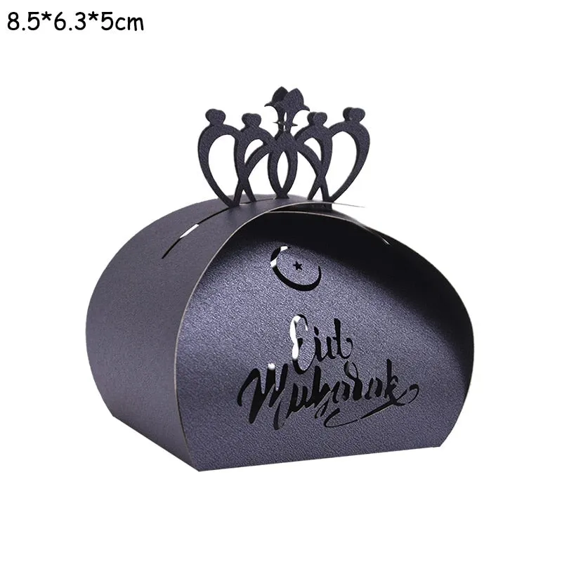 10pcs Eid Mubarak Candy Box Favor Box Ramadan Kareem Gift Boxes Islamic Muslim Festival Happy al-Fitr Eid Event Party Supplies