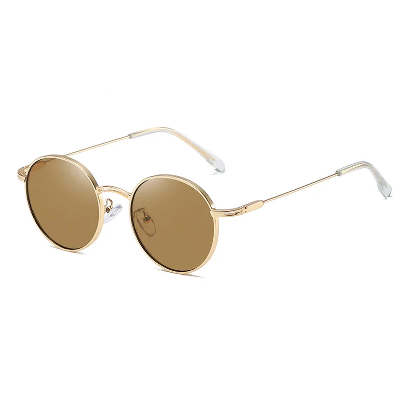 Reflective Lens Ultra Light Round Frame Trendy Sunglasses-vocosishoes