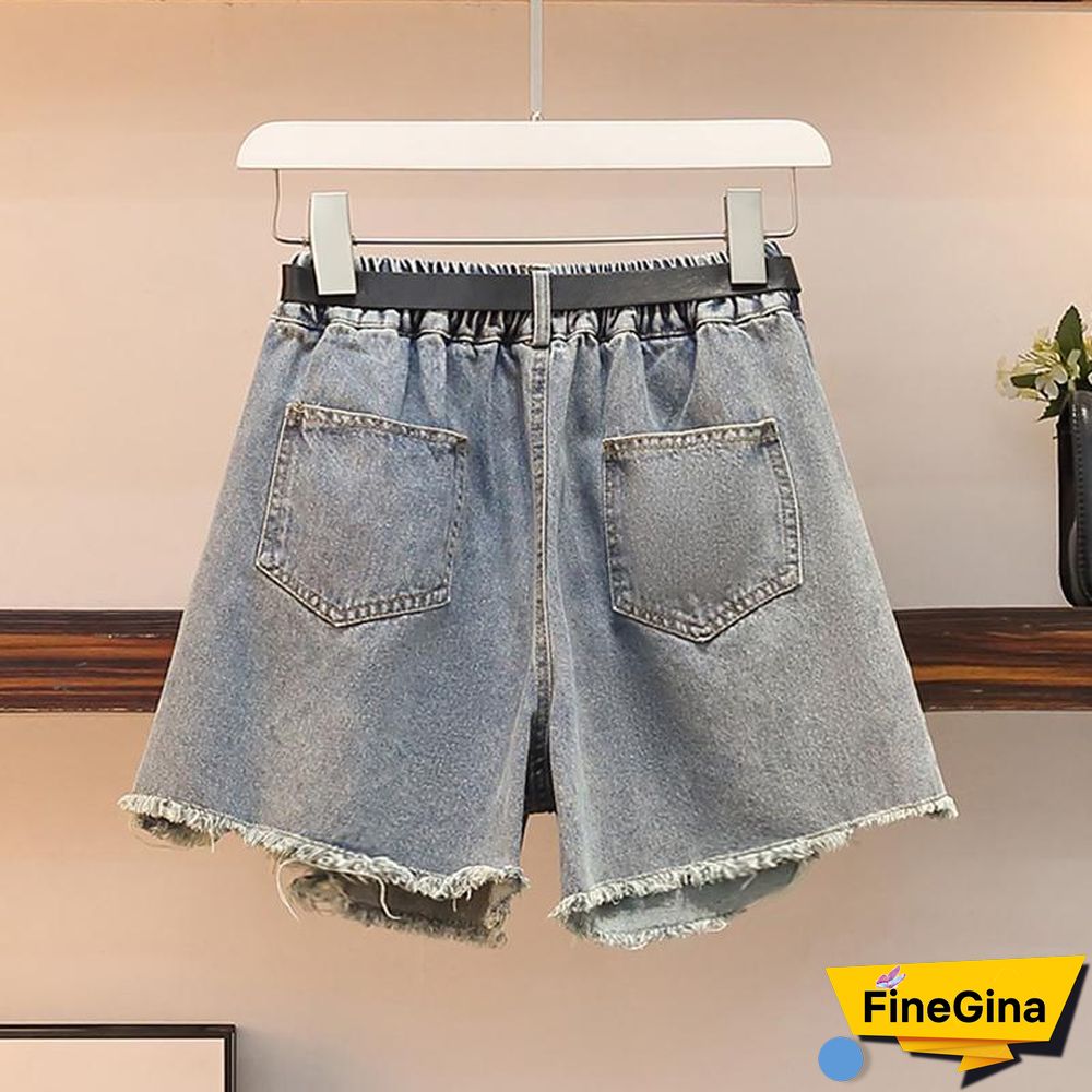 Fashion Print Tee+Denim Shorts P11657