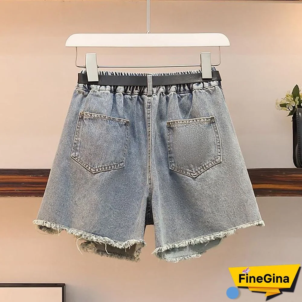 Fashion Print Tee+Denim Shorts P11657