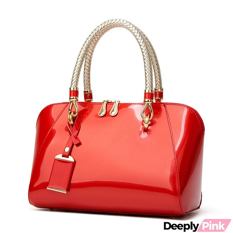 Patent Leather Handbags Shiny Handbag Boston Handbags Fashion One-Shoulder Diagonal Bag