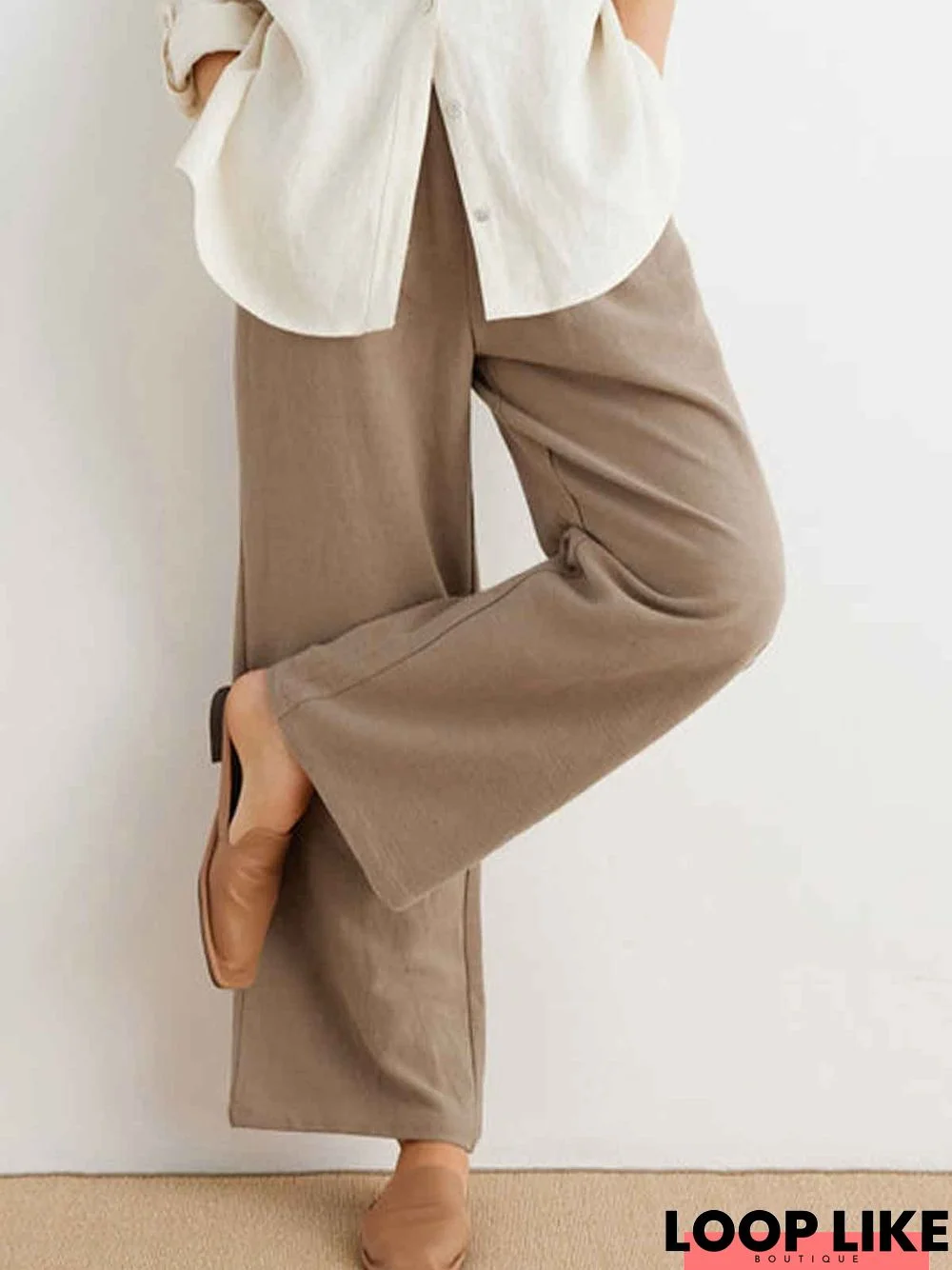 Polyester Cotton Plain Casual Casual Pants