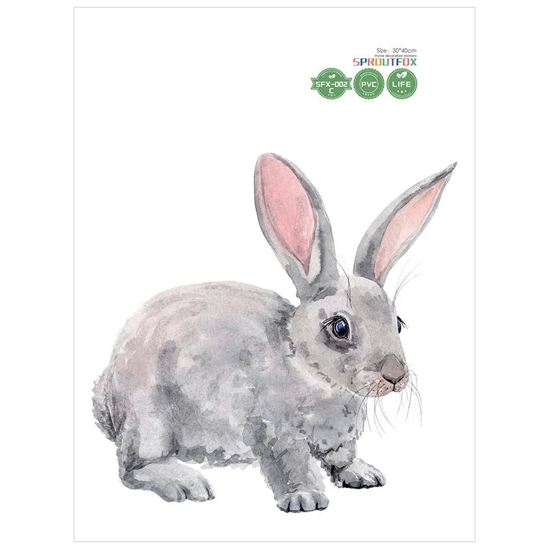 Color Wall Stickers For Kids Rooms Rabbits Christmas Home Decoration Accessories 2021 Bedroom Girl Vinyl Decorative 30*40cm