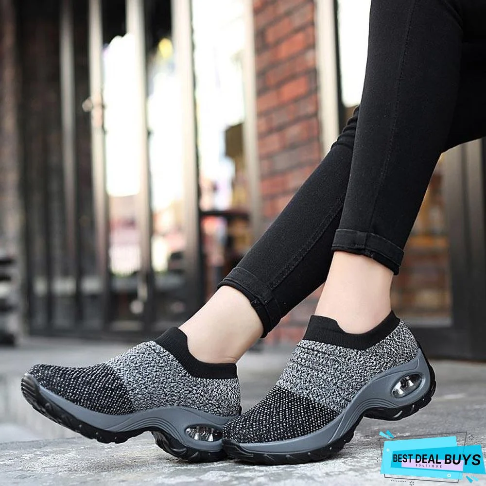 Women Breathable Mesh Slip-On Air Cushion Casual Sneaker Shoes