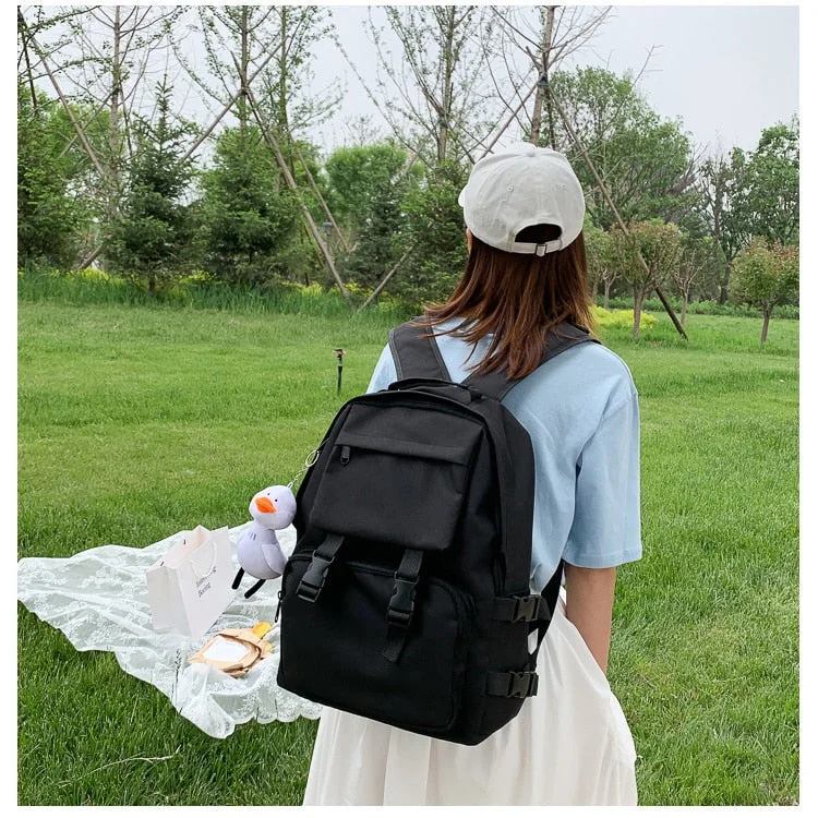 Canvas Female Campus Large-capacity Backpack Fashion All-match Student Tooling Style Backpacks Male Multifunctional Travel Bolsa 711