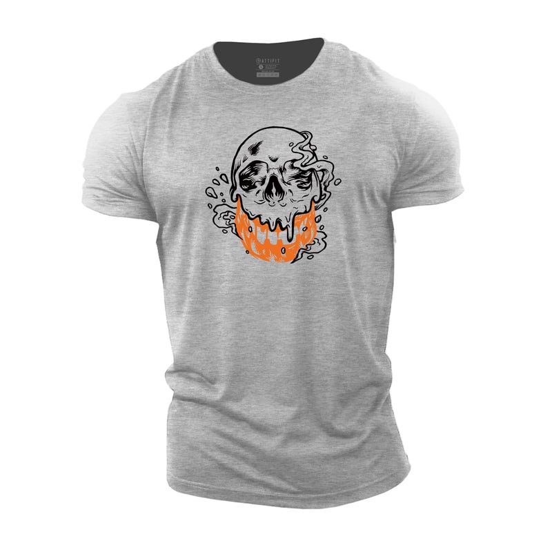 Cotton Skull Graphic Men's Workout T-shirts tacday