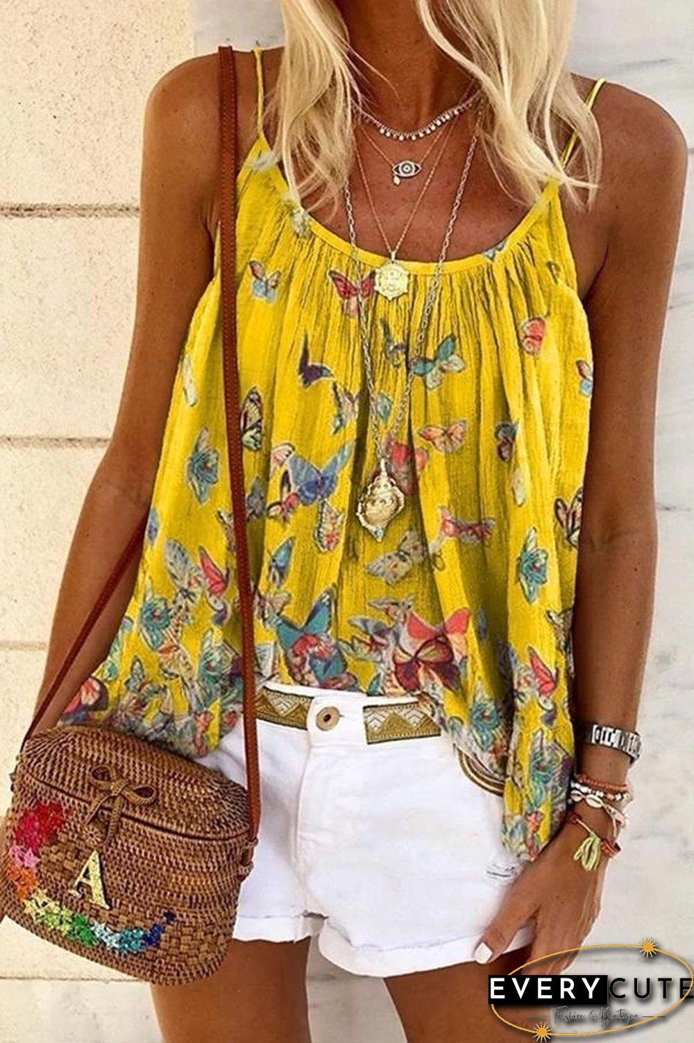 Butterfly Printed Loose Camisole P10387