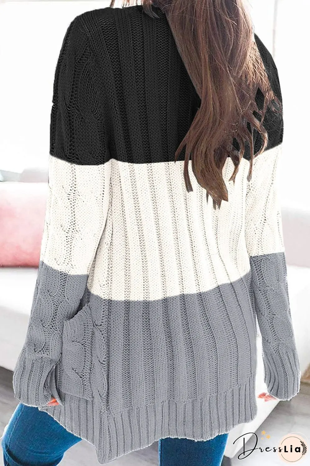 Cozy Cable Knit Button-Front Long Sleeve Cardigan