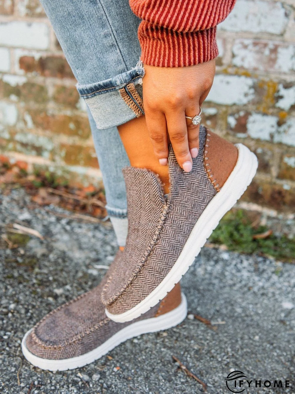 Womens's Warm Lined Slip On Canvas Shoes | IFYHOME