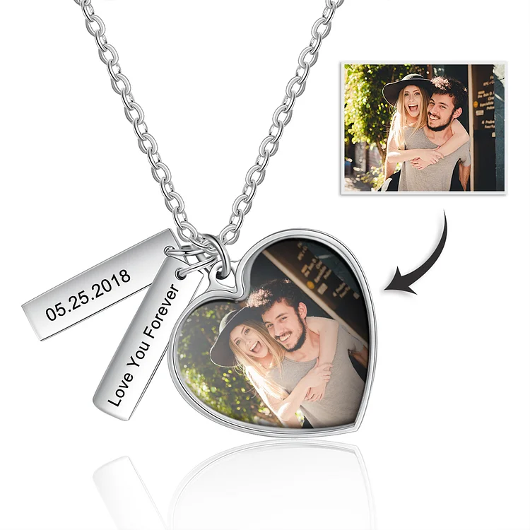 Personalised Heart Tag Necklace Custom 1 Photo Necklace Gifts For Her