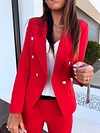 Urban Solid Color Buttoned Long Sleeves Notched Collar Blazer