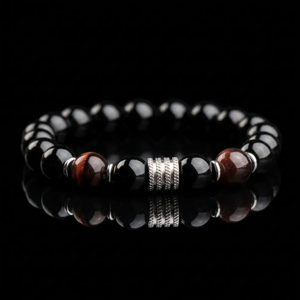 The Vanguard | Tiger Eye & Obsidian Stainless Steel Bracelet