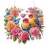 (US Only)2D Flat DIY Heart Flowers Birds Diamond Art Pendant Window Hanging Art for Home