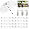 52 Inch Large Clear Bubble Umbrella Bulk with Classic Hook Handle Decorative Clear Wedding Dome Umbrella with Thank You Tags and Rope Guest Souvenirs for Wedding Party Bridal Favors