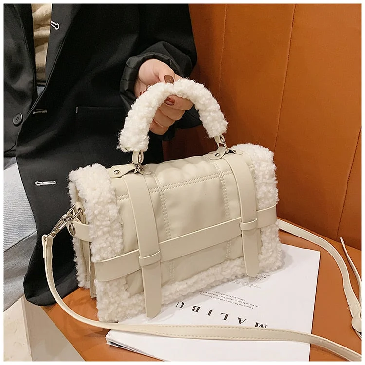 fashion lambswool quilted women handbags design brand shoulder bags luxury pu leather space padded crossbody messenger bag 2021